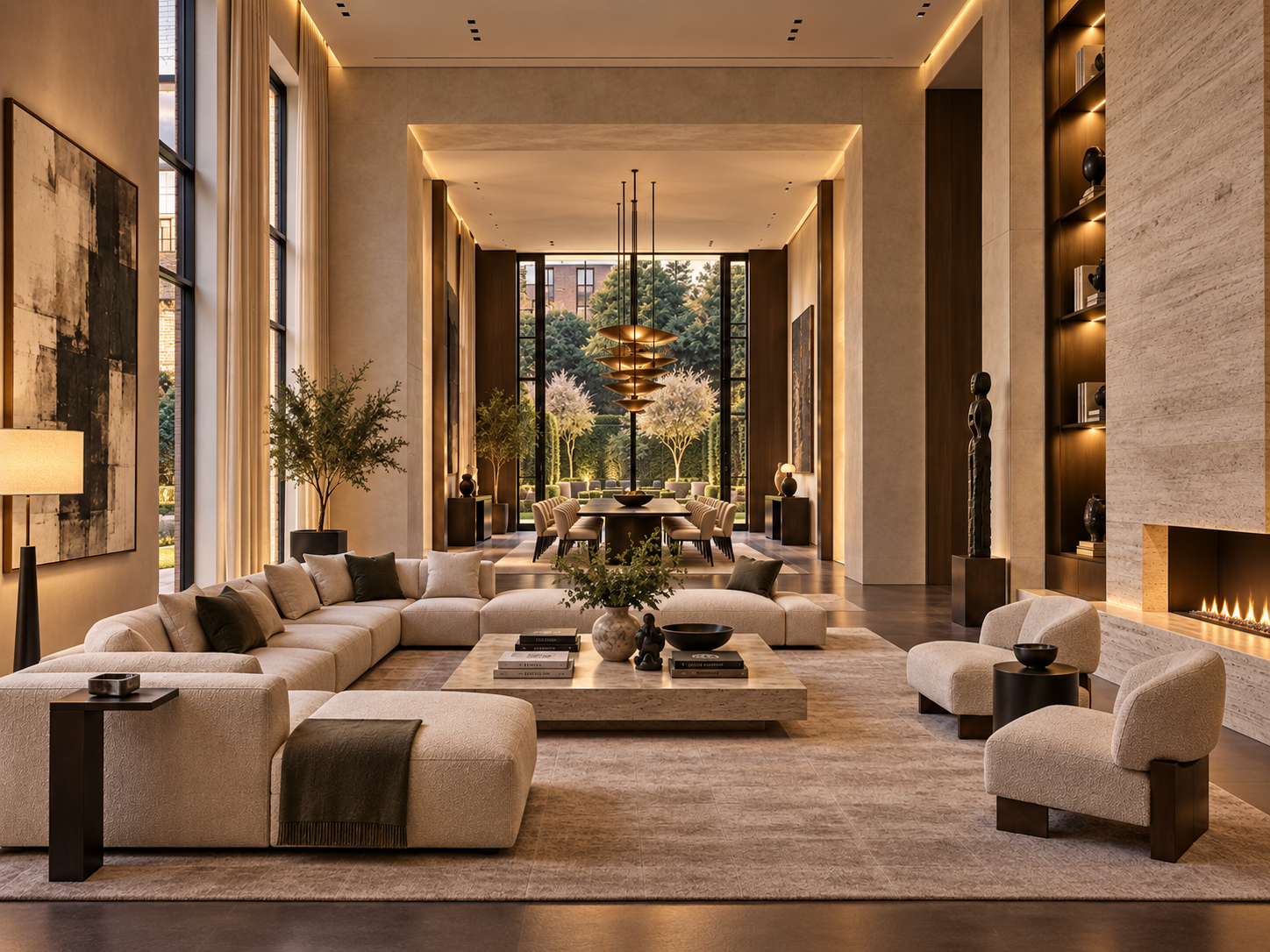 Double-height reception and dining room at the Knightsbridge Trophy Home